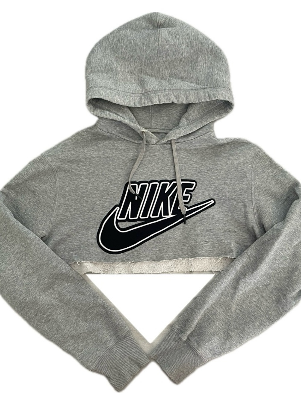 ✰ Nike Grey Cropped Hoodie with Black Embossed Nike Brand ✰